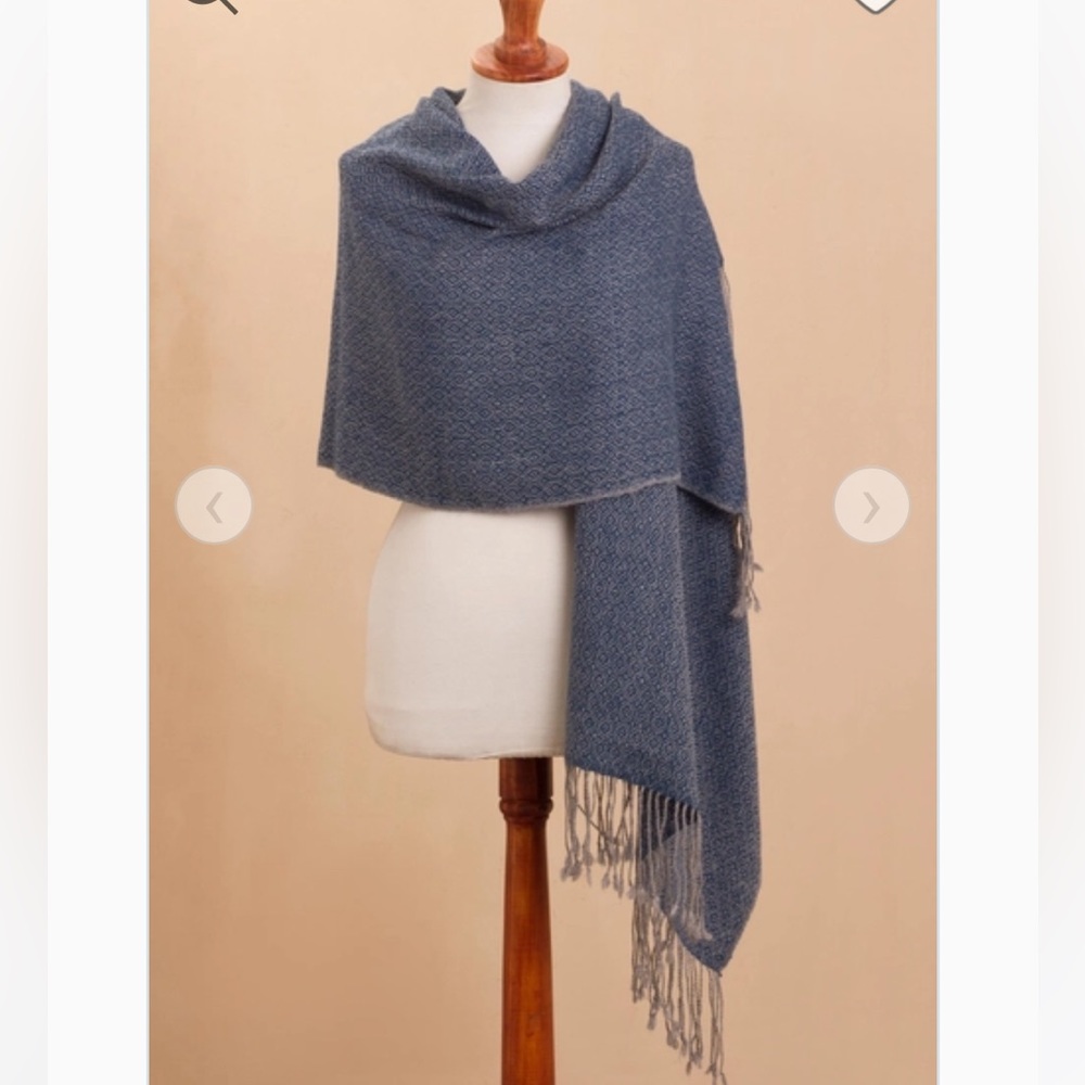 Geometric 100% Alpaca Shawl Woven in Peru, "Elegant Girl"